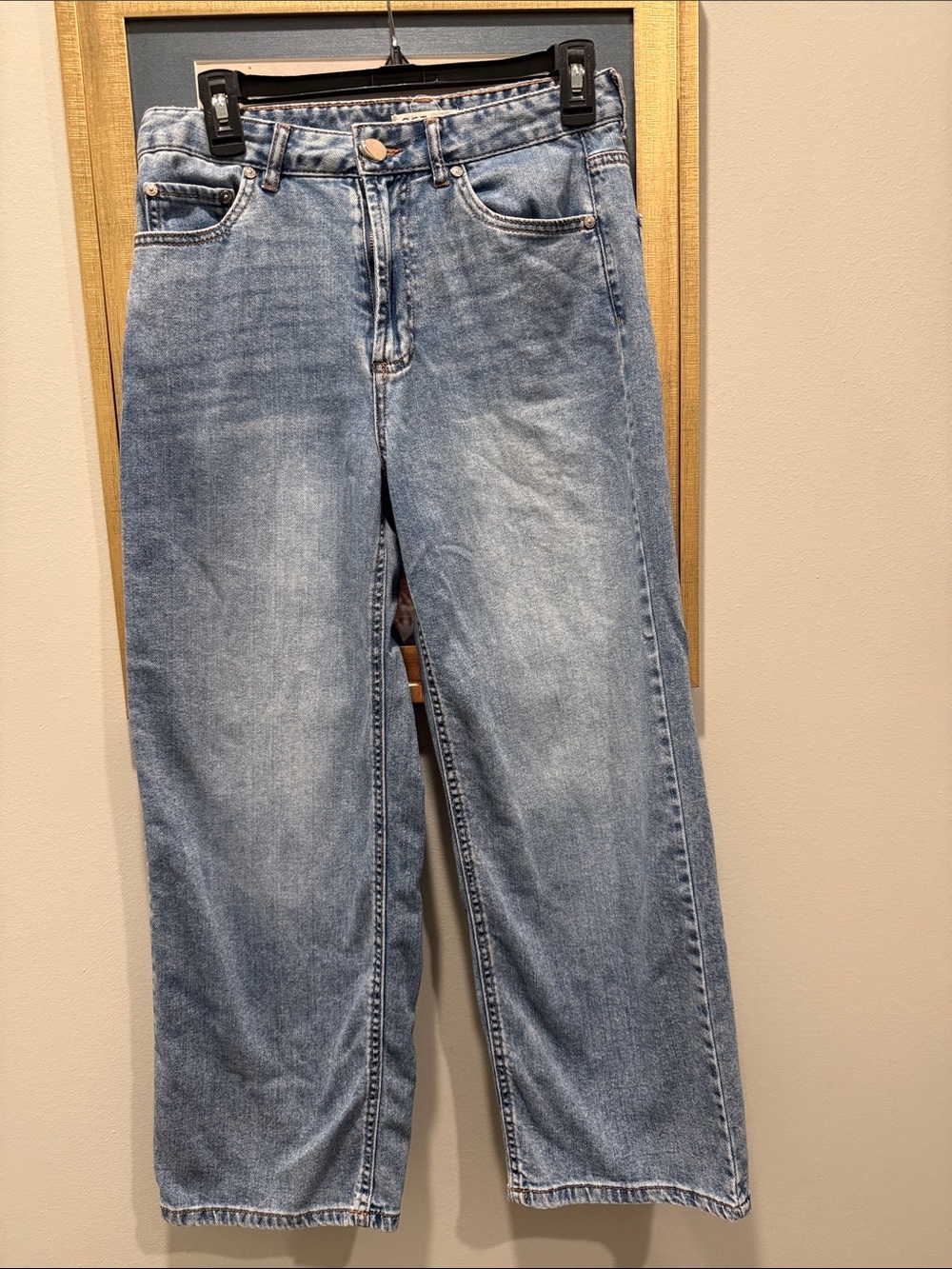 Women’s Light Blue Denim Jeans - Classic wide leg ankle length